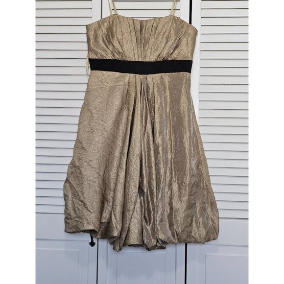 Max and Cleo Dress, Strapless, Size 6, Gold w/ Black Trim, Prom, Cocktail Party - Picture 1 of 5